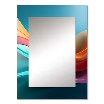 Rainbow Colors Symphony III - Abstract Shapes Decorative Wall Mirror, Blue Mirror, Printed Metal Art