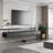 Fully Assembled 80" Handmade Floating TV Stand，Modern Wall-mounted Media Center with Flip-up Storage，Soft-close Doors，Solid Walnut Wood Veneer Finish-1295187696