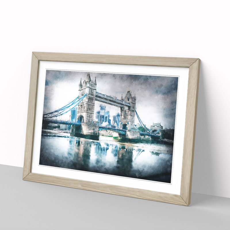 London Bridge - Framed Print, 33cm H x 45cm W x 2cm D, Oak Framed