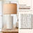 Modern Ceramic Table Lamp Set Of 2, Rustic Farmhouse Bedside Lamps For Living Room And Bedroom, Linen Shade Desk Lamp For Nightstand And End Table, Home Decor-1834364783