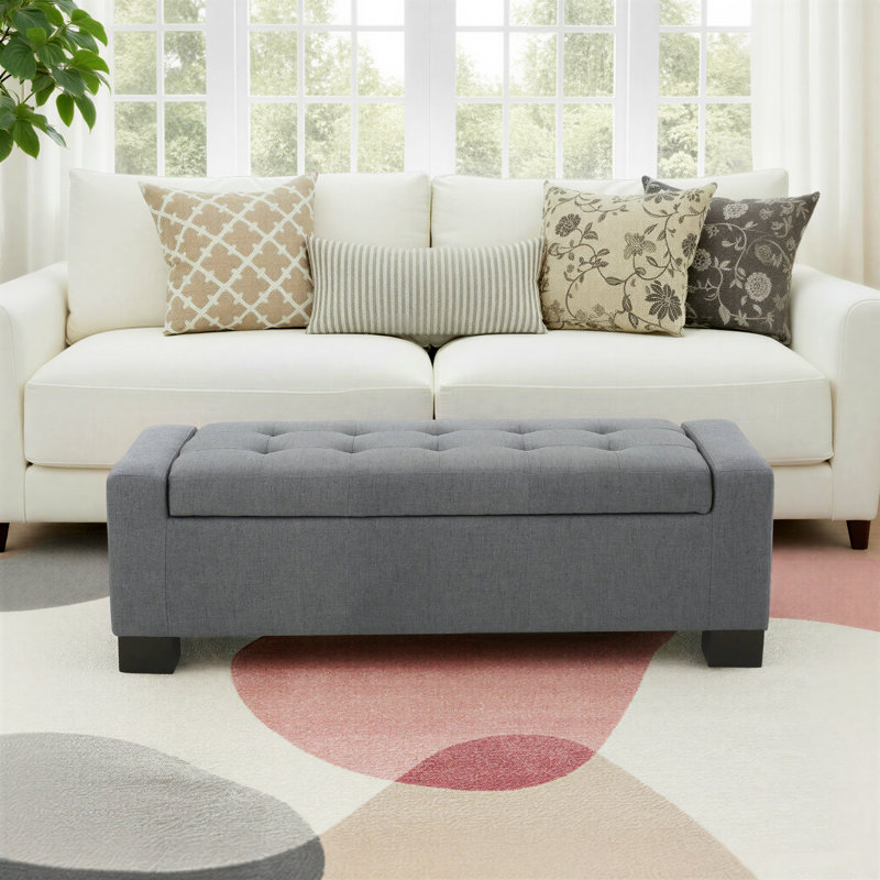 Gianluca Upholstered Ottoman, Charcoal Fabric