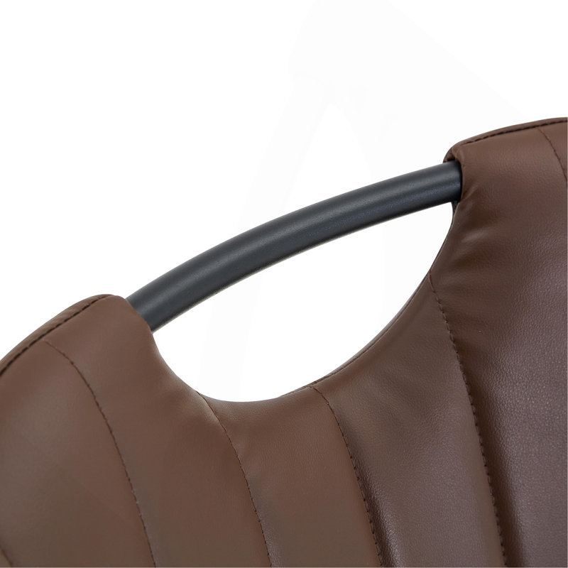 Ensemble de 4 chaises de salle à manger en polyuréthane avec poignée intégrée. Cadre en métal noir, pieds réglables. Chaises de salle à manger à domicile avec coussin confortable extra-large, polyvalent pour de multiples cas de figure.