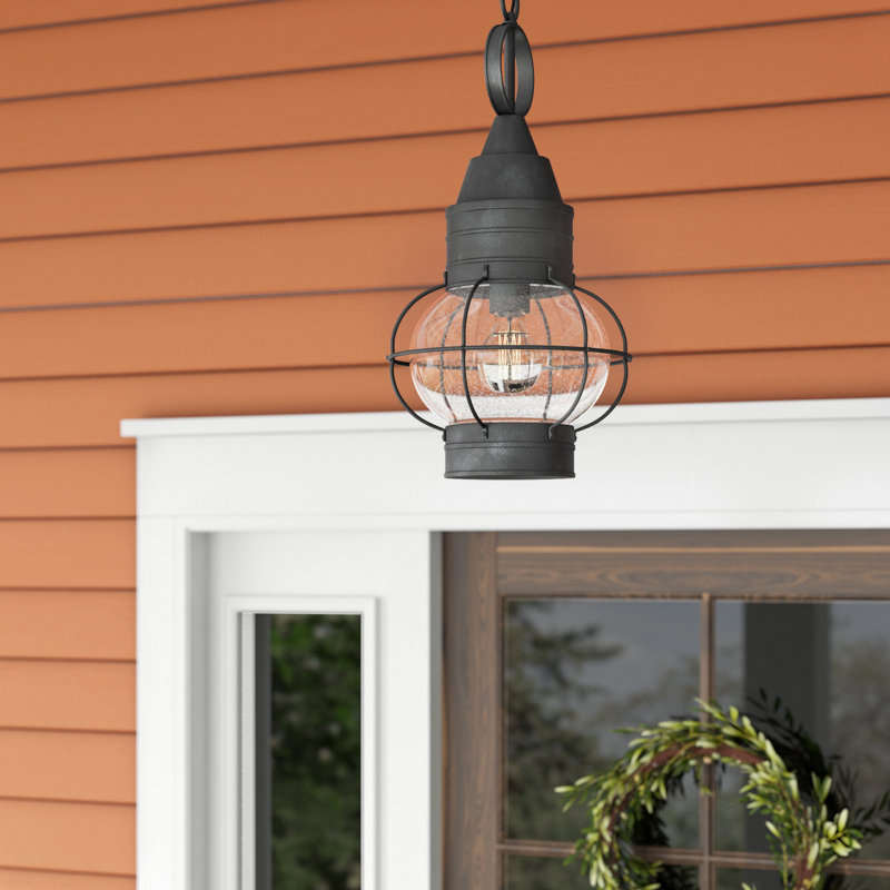 Lanterne suspendue d’extérieur 21,38 po 1 ampoule en noir oxydé Fallsburg