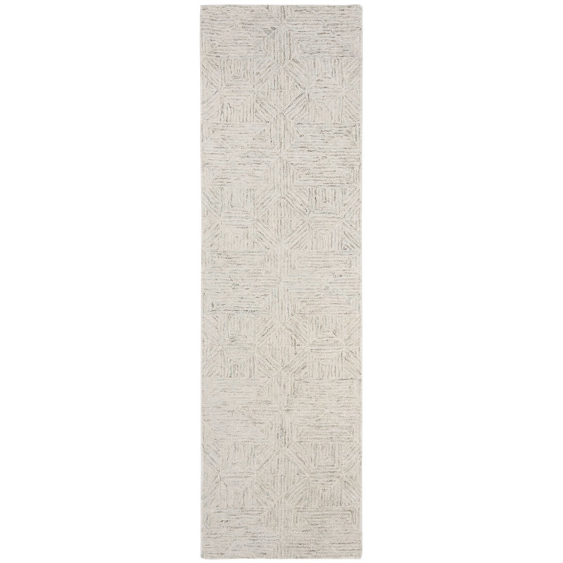 Geometric Wool Hand Tufted Area Rug, Runner 69 x 244 cm