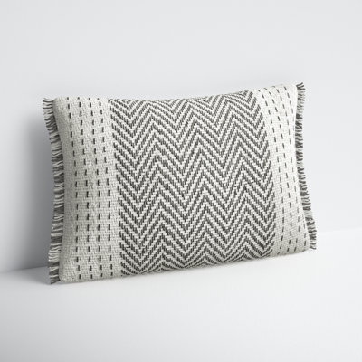 Carey Fringed Cotton Lumbar Pillow Cover