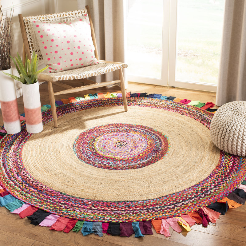 Ashwell Hand Woven Cotton/Jute Rug in Natural, Round 6'