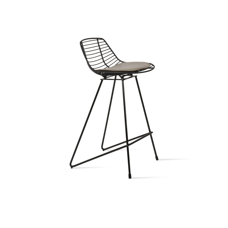Tabouret de bar et de comptoir Tiger, Tabouret de bar (siège d'une hauteur de 29,5 po), Noir, Gris