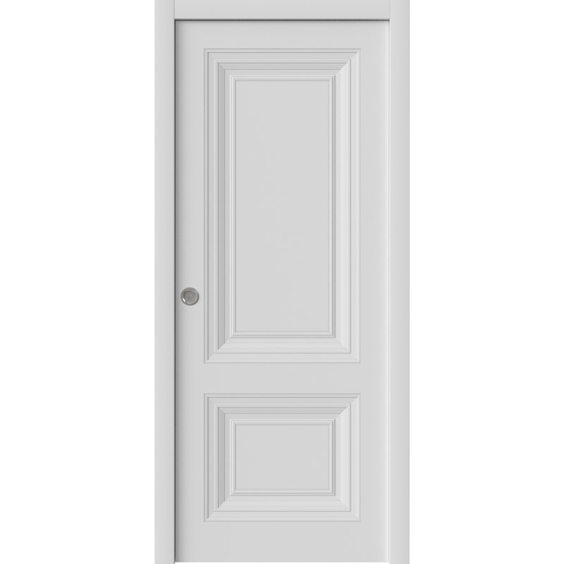 Porte coulissante à poche | Essentiel - 1772 - blanc | Ensemble de quincaillerie de rail | Portes intérieures de chambre à coucher en bois massif