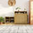Entryway Storage Cabinet with Shoe Bench & Adjustable Shelves, Natural Finish, American Traditional Design-1247197388