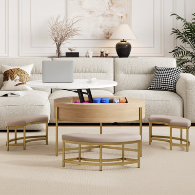Table basse à plateau relevable avec rangement