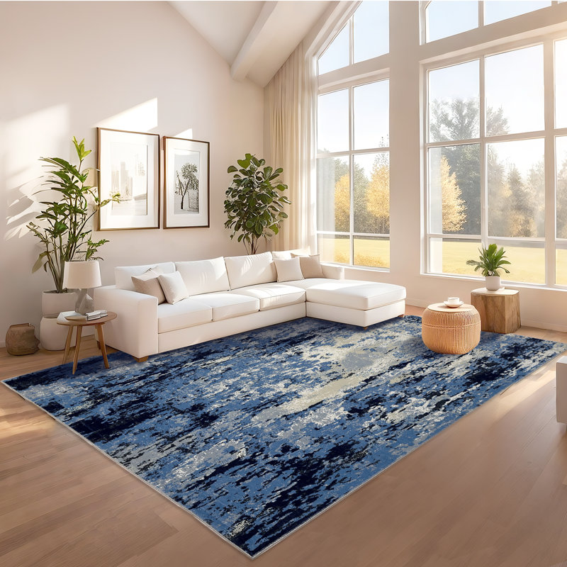 Modern Abstract Machine Washable Rug Stain Resistant Easy Cleaning Indoor Carpet With Non-Slip Backing Low Pile Floor Cover Non Shedding Folding Throw Carpet For Home Decor