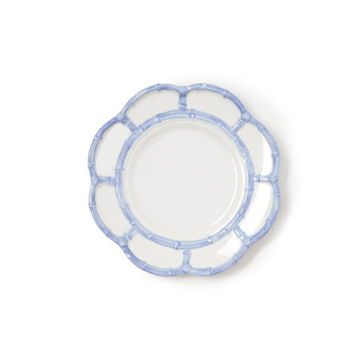 Kalalou Set Of 4 French Blue Bamboo Touch Salad & Dessert Plate