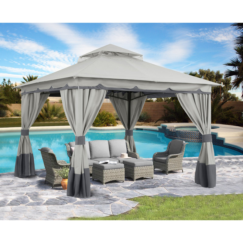 Steel Patio The Soft Roof Gazebos, Dark Gray, 11 Ft. W X 11 Ft. D