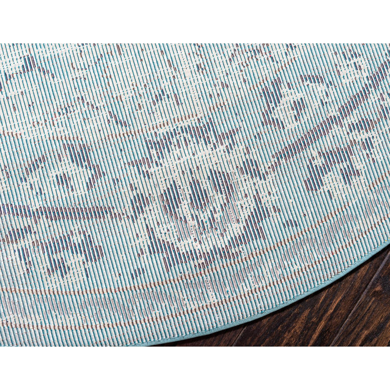 Tapis oriental bleu clair / bleu marine / bleu / ivoire Colfin, Rond 6 pi 1 po