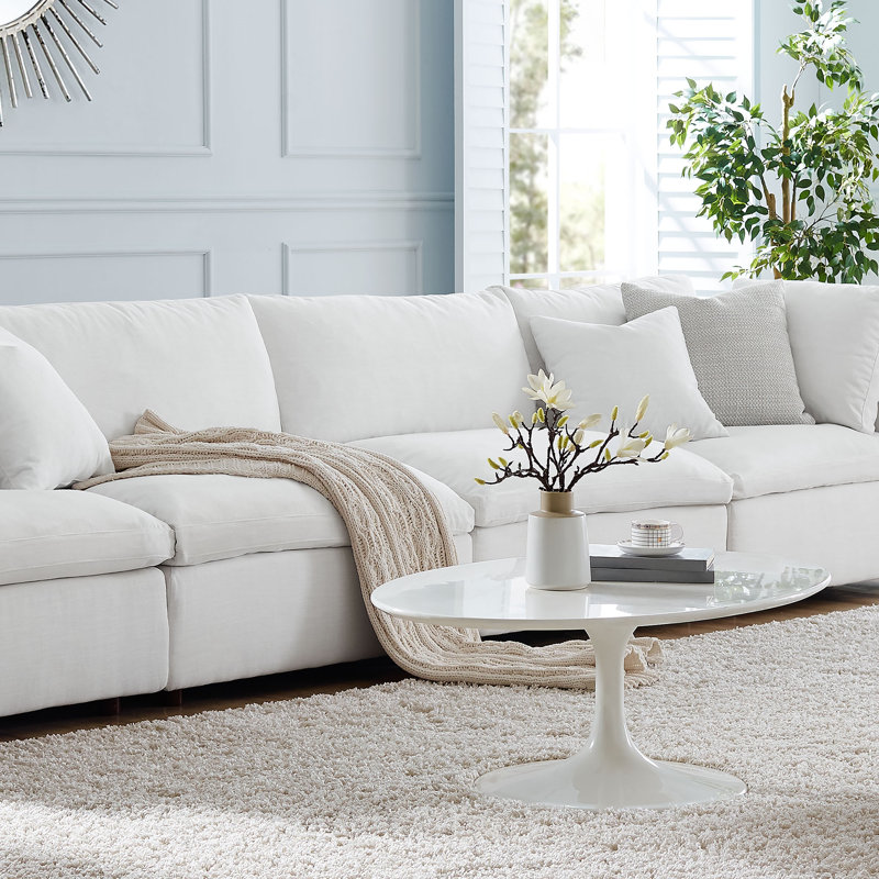 Canapé modulaire sans accoudoirs rembourré 3 pièces Commix, Polyester blanc