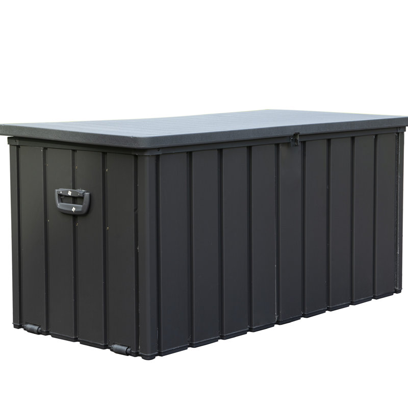 Grande boîte de rangement extérieure pour terrasse - 100 gallons, imperméable pour les coussins et les articles de plage.