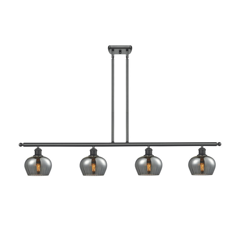 Luminaire suspendu linéaire à 4 lumières pour îlot de cuisine Patrina, Noir mat, Ampoule non incluse, Blanc mat