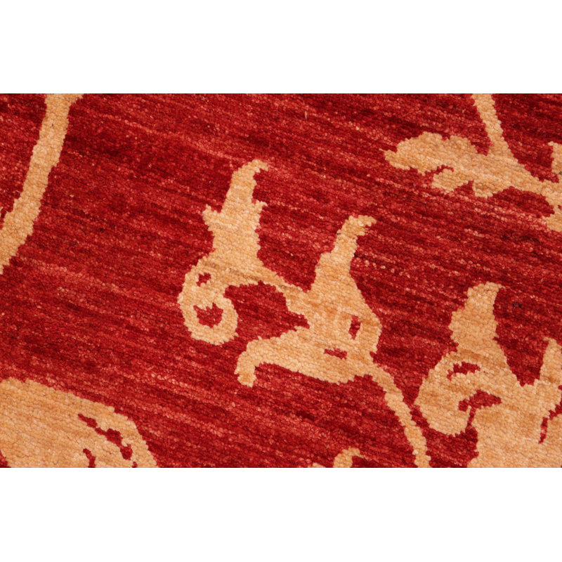 Tapis rouge / doré en laine noué à la main 6 pi x 8 pi 1 po Paulis