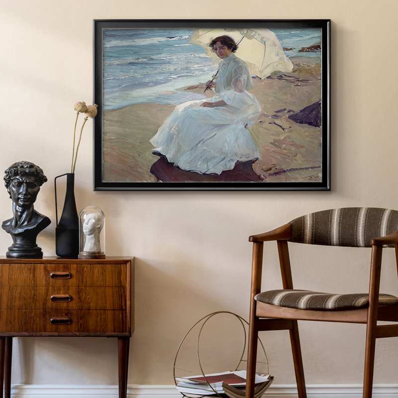 Clotilde sur la plage (Clotilde en la playa) - Jooa Sorolla - Toile tendue avec châssis, 1904, 22,5 x 30,5, Toile avec cadre