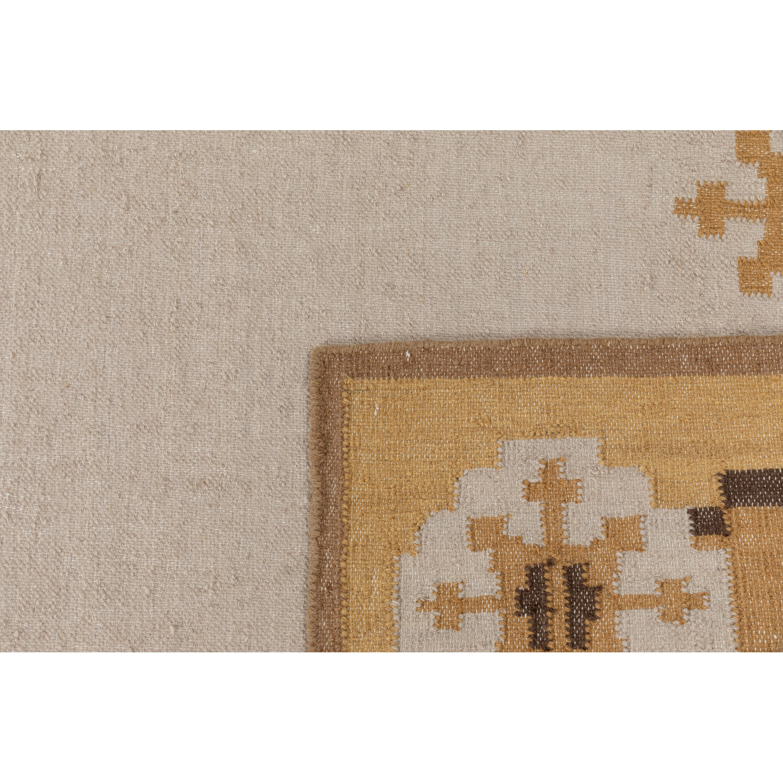 Heidi Nordic Flatweave Geometric Wool Rug, Yellow, 2'6x8'