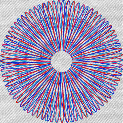 Tapis bleu/rouge à motifs