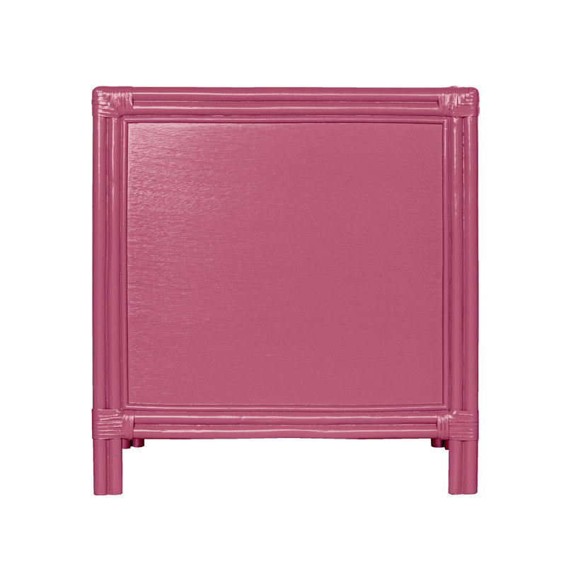 Clara Collection 1 - Drawer Rattan Nightstand, Hot Pink