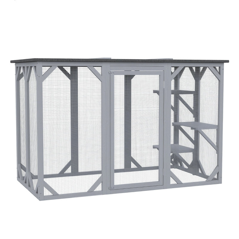 Grande cage d'extérieur en bois pour chat
