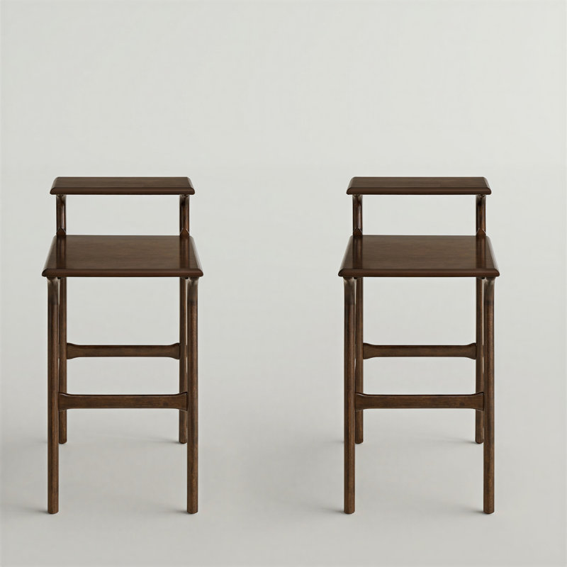 Mid-century Modern Tiered Chairside End Tables (set Of 2), Espresso