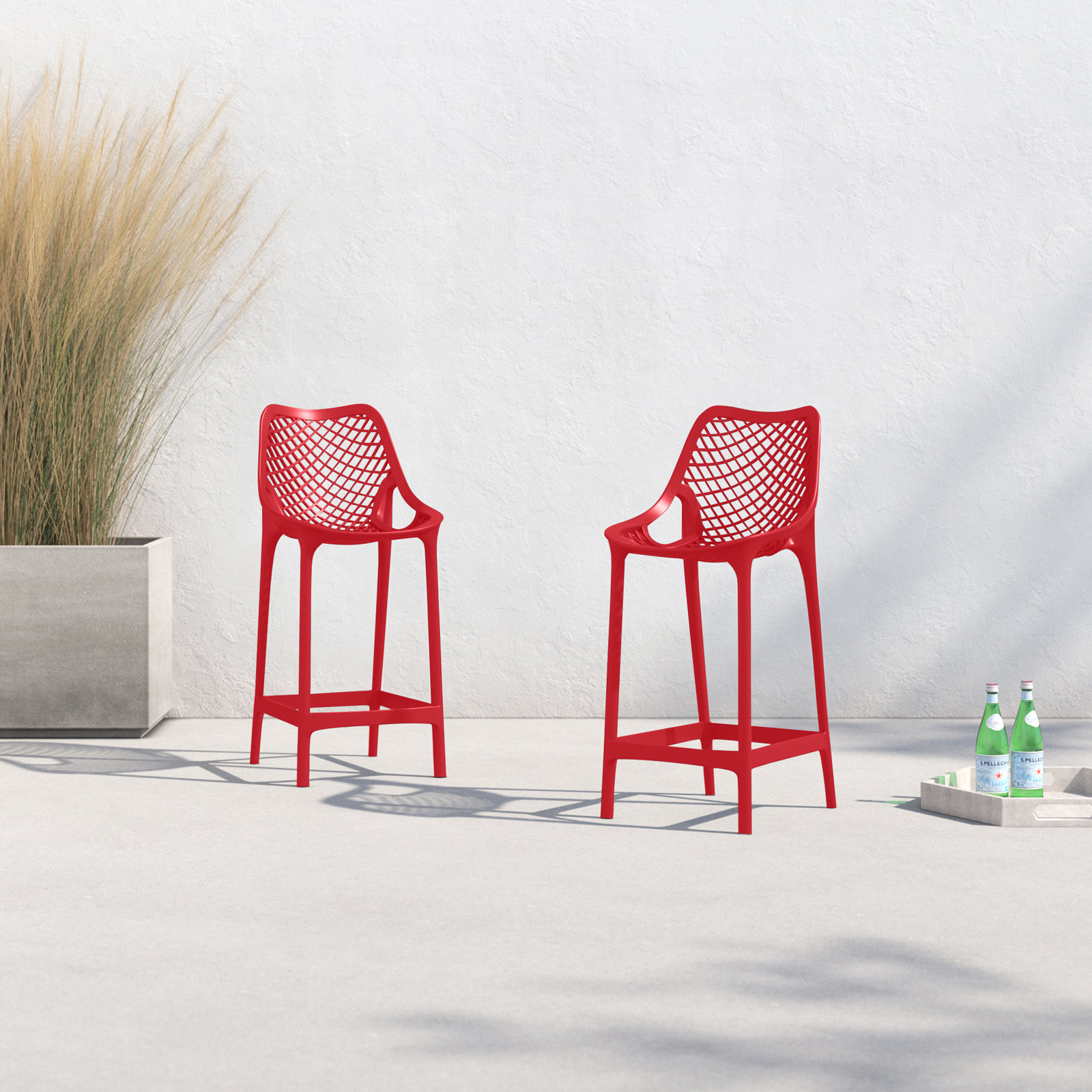 Farrah Patio Bar Stool, Red, 29.5"