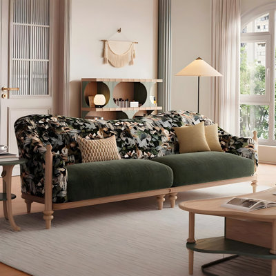 92.52"Vintage Multi-Seater Sofa, Solid Wood Frame with Embroidered Chenille Fabric
