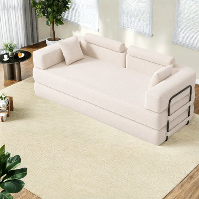 Canapé-lit sectionnel à compression, 200 cm (78,8 po) en mousse velours côtelé, style moderne pour la maison