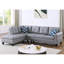 L-shaped 2 Grey Faux Leather Sectional, Left-hand Facing, Medium-soft Seating, 3 Seats, 98 Inches Wide, 71 Deep, 33 High, 169 Lbs, Round Arms, Two Accent Pillows Sectional , Facing L-shaped, Grey,