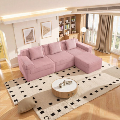 No-Assembly Cloud Modular Sectional Sofa - Deep Seat Boneless Design with Ottoman (3-Seater)
