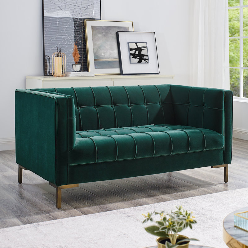 Rorik 59.75'' Velvet Loveseat, Green Velvet