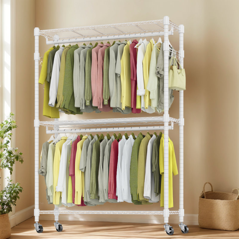 Portant à vêtements en acier au carbone 47,2 po Kaylia, Blanc