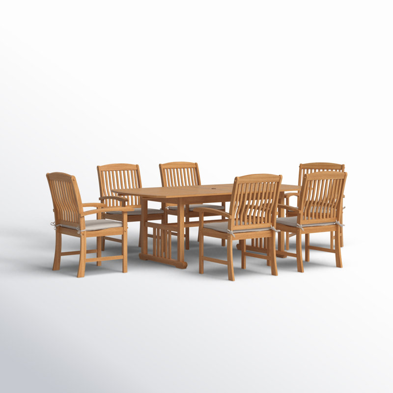 Summerton 6 - Person Teak Patio Dining Set with Cushions, Beige