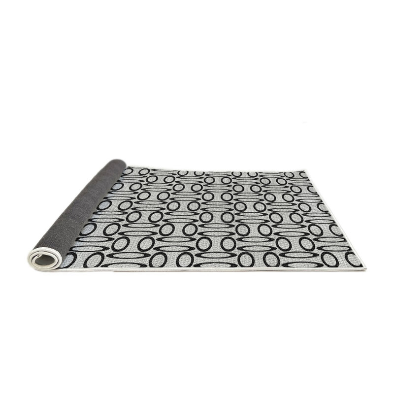 Tapis noir à motif géométrique Kroeker, Carré 7 pi