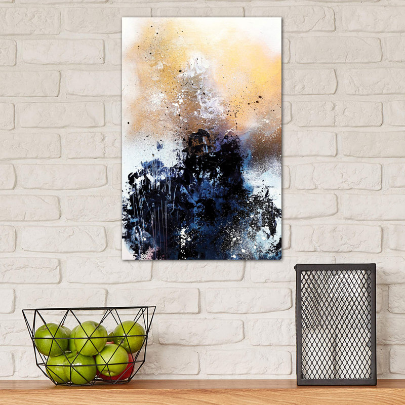 Melting Gold Ii by Sana Jamlaney - Wrapped Canvas Painting, 30.48 cm H x 45.72 cm W