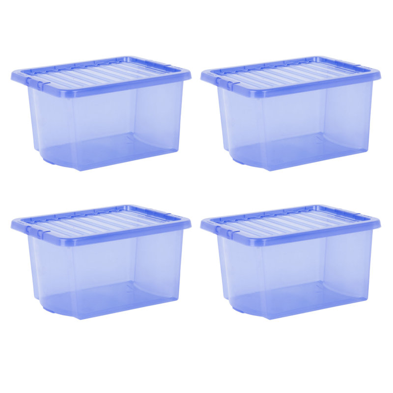 Wham Crystal 28L Plastic Storage Boxes Tint Spectrum, Blue