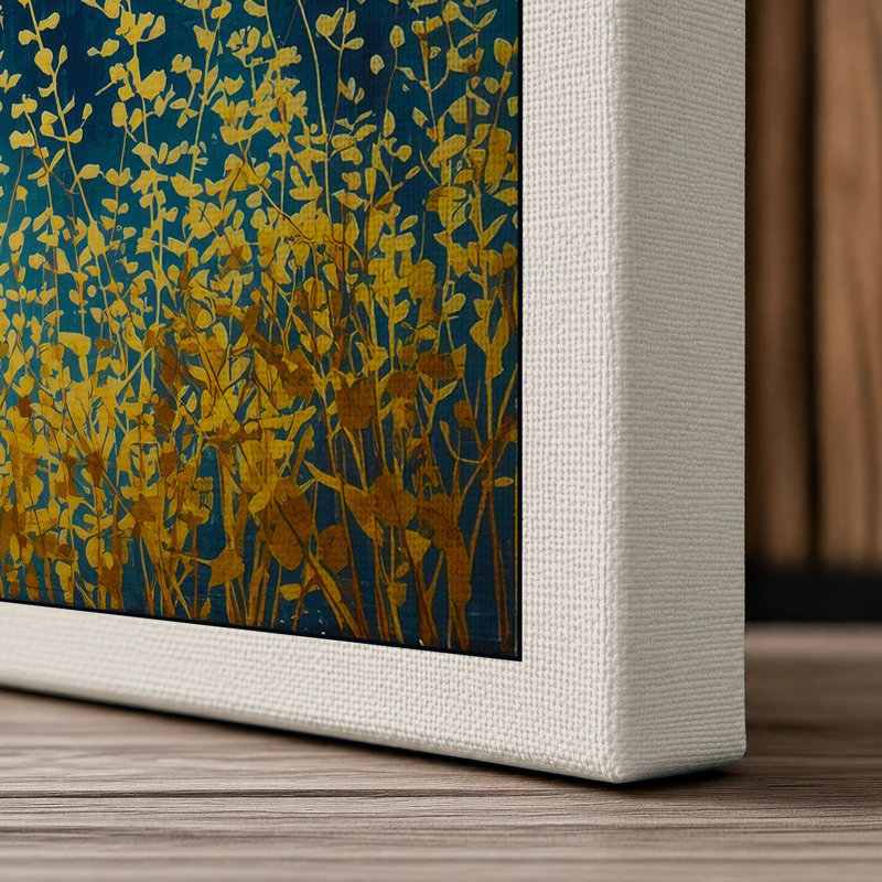 Golden Grasses Ascending Botanical - Wrapped Canvas, 18x12 - 45.7 x 30.5 cm, Cream Border