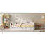 Structure de lit de jour grand rembourré avec dossier de forme basse et lit gigogne, velours beige-261736544