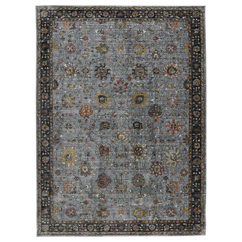 Olivia Traditional Floral Bordered Premium Polyester Performance Area Rug, Rectangle 2' x 3'3"