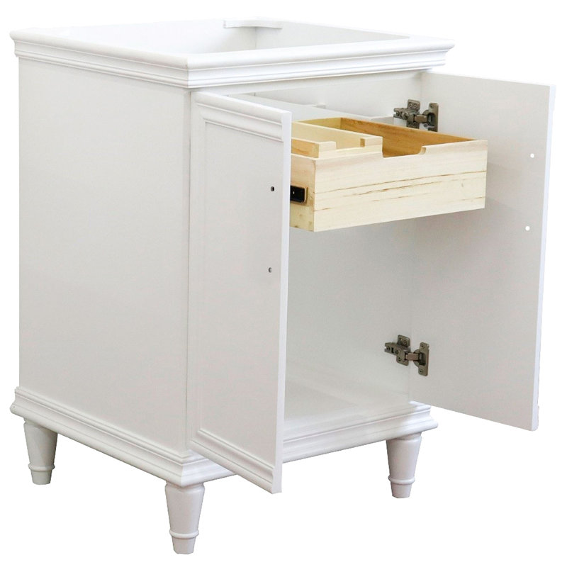 Meuble-lavabo simple 24 po au fini blanc - armoire seulement - poignées noires