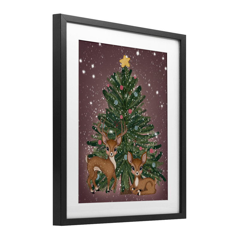 «Christmas Tree Fun», impression sous verre encadrée par Drew McInerney, Cadre noir minuit, H 16 po x l 13 po