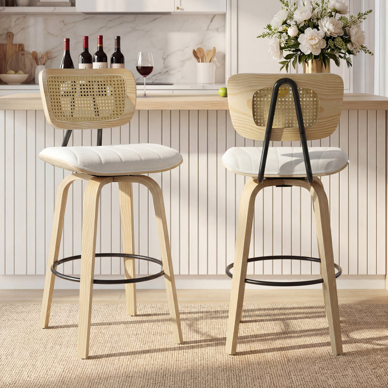 Tabouret de bar pivotant à hauteur de comptoir 26 po, Beige