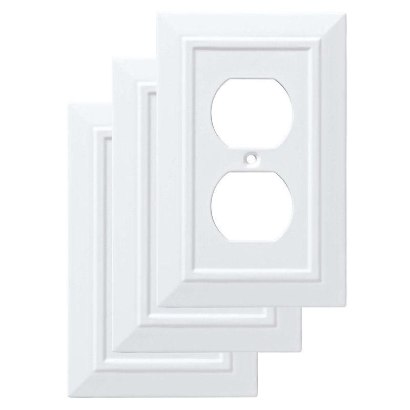Classic Architecture 1-Gang Duplex Outlet Wall Plate, Pure White