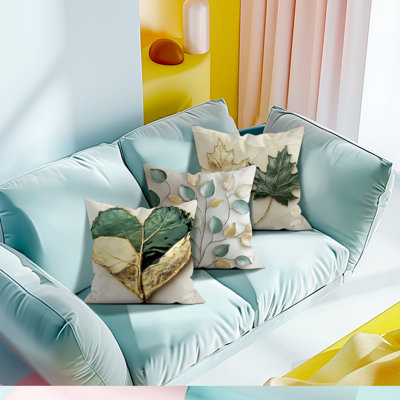 4 Pcs Golden Leaves Pattern Decorative Pillow Covers