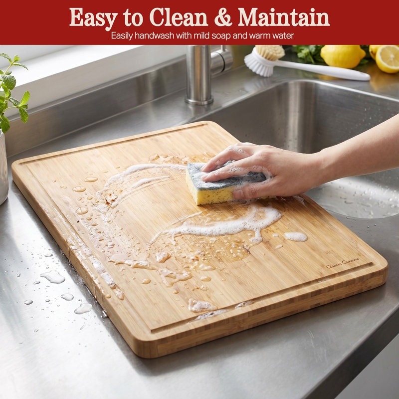 Extra-Large Bamboo Cutting Board - Eco-Friendly Thick Chopping and Serving Board with Juice Groove