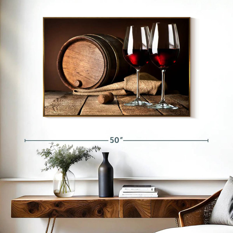 Verres à vin rétro, Cadre flottant doré, 40 po x 27 po