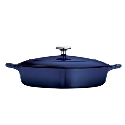 Tramontina 4 Qt. Enameled Cast Iron Round Gourmet Braiser with Lid